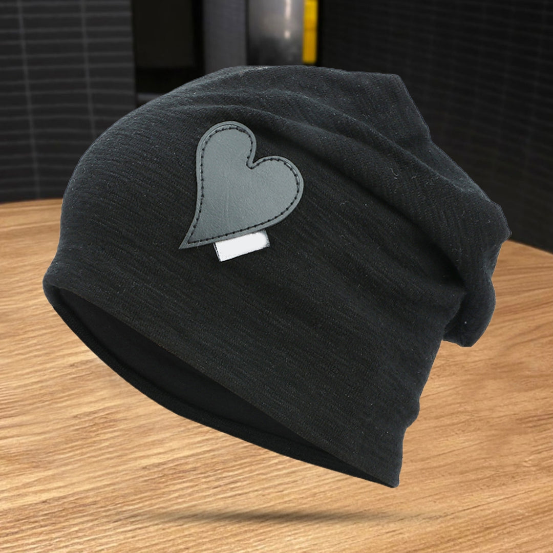 Ear Flap Thick Brimless Windproof Beanie Hat Women Heart Print Riding Knitted Skull Beanie Cap Costume Accessories Image 8