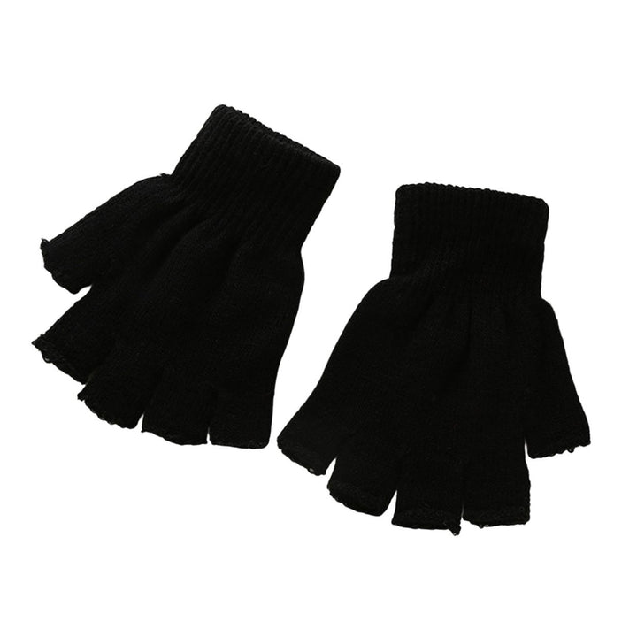 1 Pair Half-finger Gloves High Elastic Comfortable Lint Free Anti-slip Windproof Winter Gloves for Riding Image 1