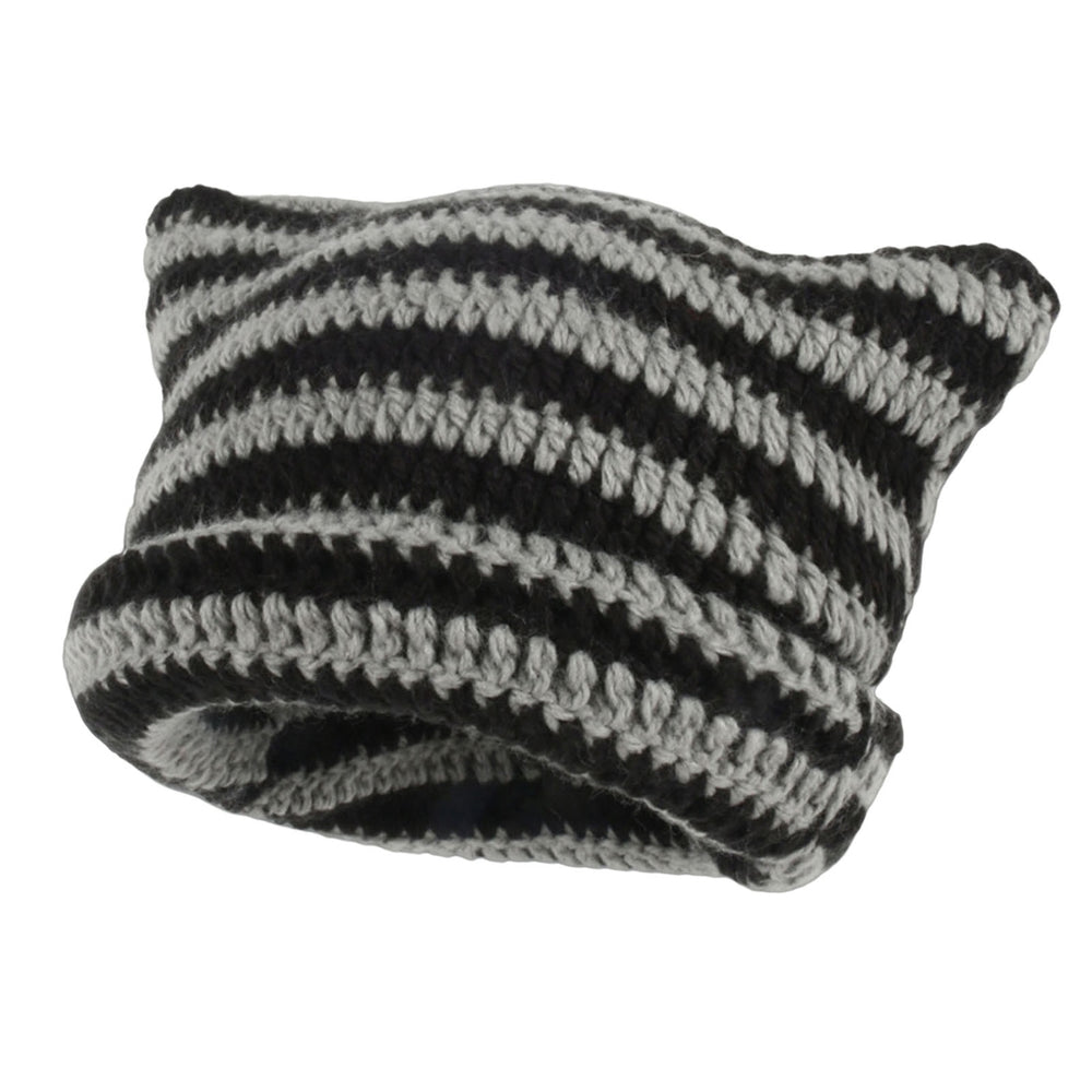 Beanie Hat No Brim Vivid Color Stretchy Breathable Friendly to Skin Decorative Yarn Winter All-Match Striped Women Image 2