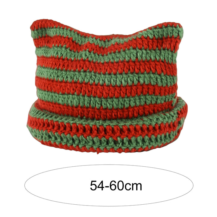 Beanie Hat No Brim Vivid Color Stretchy Breathable Friendly to Skin Decorative Yarn Winter All-Match Striped Women Image 11