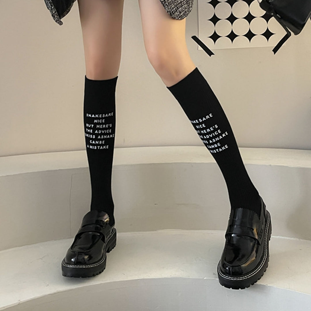 1 Pair Japanese JK Socks Knee-length Letter Stamping Knitted Breathable Autumn Winter Long Socks for Outdoor Image 12