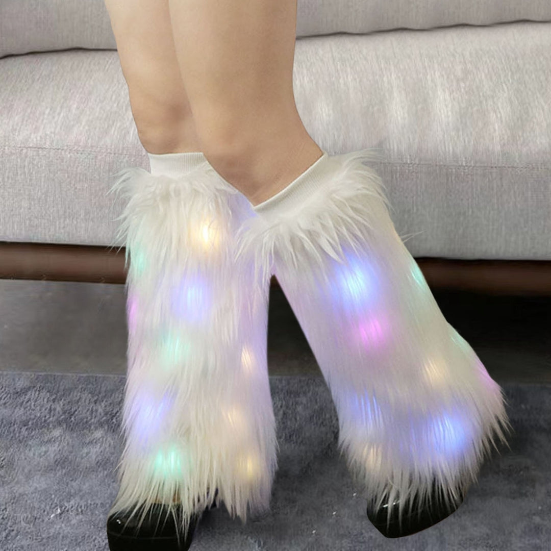 1 Pair Faux faux Leg Warmers with Light Women Stage Performance High Tube Plush Socks for Party Image 3