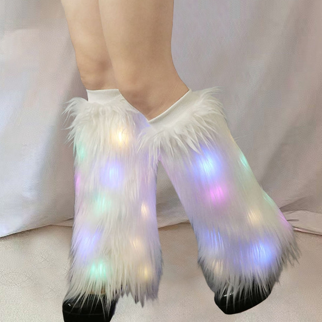 1 Pair Faux faux Leg Warmers with Light Women Stage Performance High Tube Plush Socks for Party Image 4
