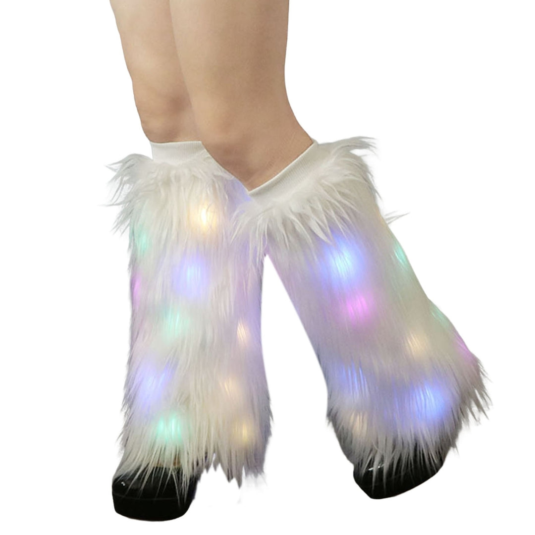 1 Pair Faux faux Leg Warmers with Light Women Stage Performance High Tube Plush Socks for Party Image 4
