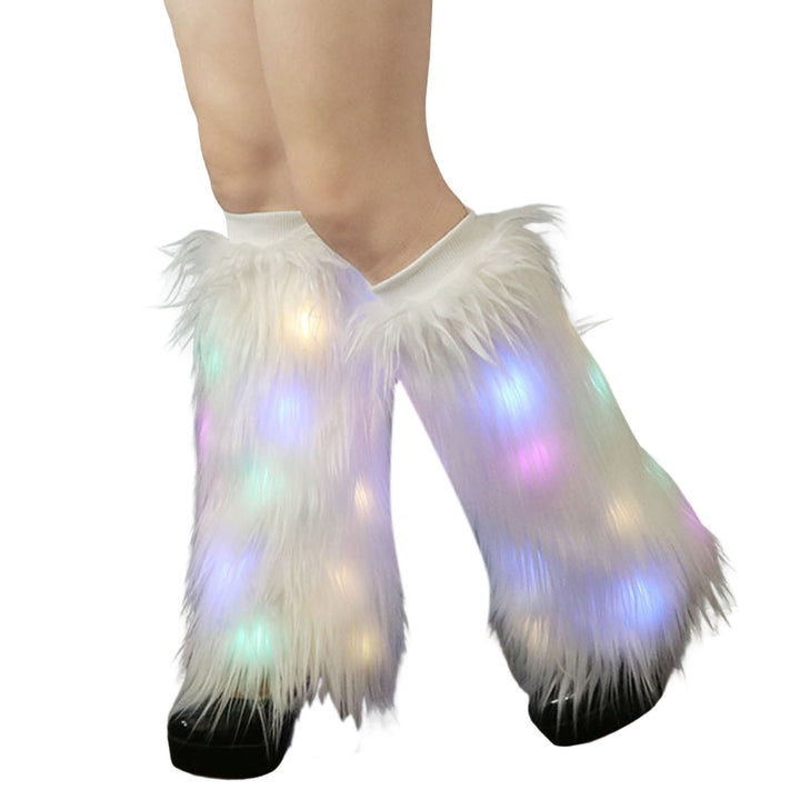 1 Pair Faux faux Leg Warmers with Light Women Stage Performance High Tube Plush Socks for Party Image 4