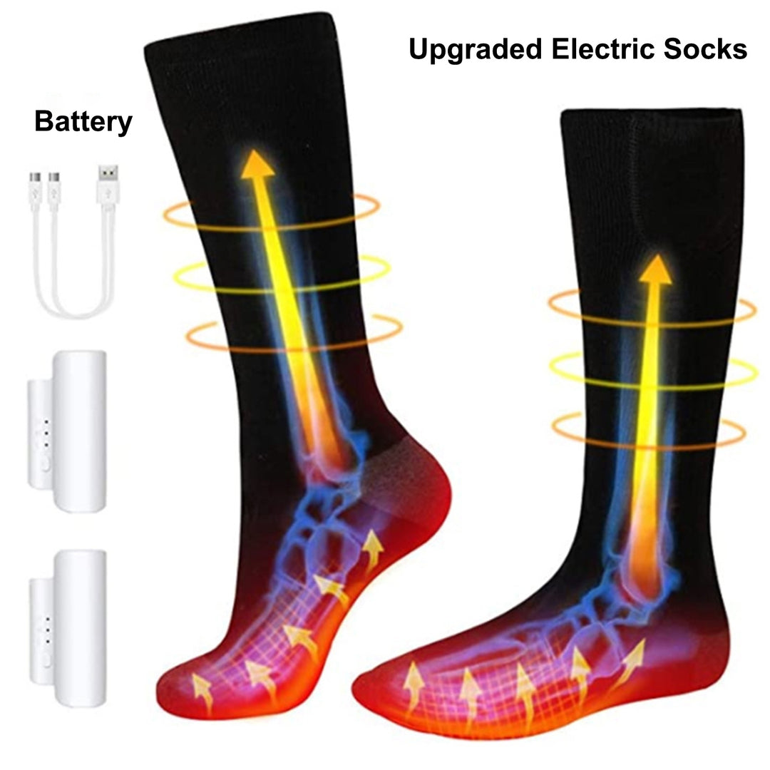 1 Set Hot Socks Elastic Long-Tube Heat-trapped Cotton 3 Gears Fast Charging Heated Socks Warmers for Winter Image 10