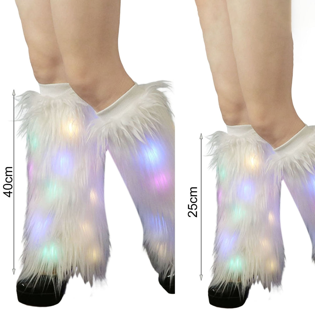 1 Pair Faux faux Leg Warmers with Light Women Stage Performance High Tube Plush Socks for Party Image 6