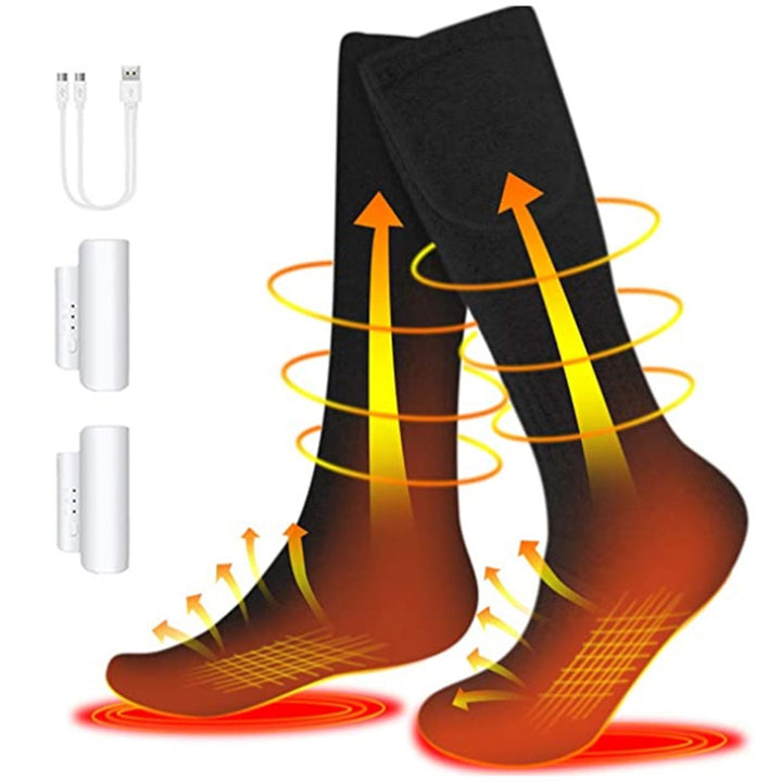 1 Set Hot Socks Elastic Long-Tube Heat-trapped Cotton 3 Gears Fast Charging Heated Socks Warmers for Winter Image 11