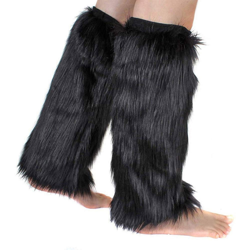 1 Pair Leg Warmers Faux faux Fluffy Knee High Thickened Sexy Keep Warm Solid Color Autumn Winter Women Boot Stockings Image 2