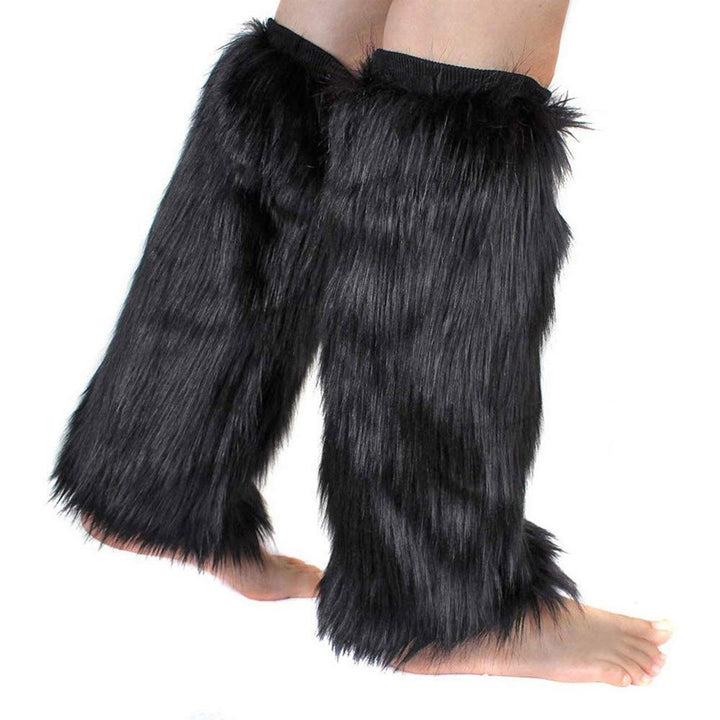 1 Pair Leg Warmers Faux faux Fluffy Knee High Thickened Sexy Keep Warm Solid Color Autumn Winter Women Boot Stockings Image 1