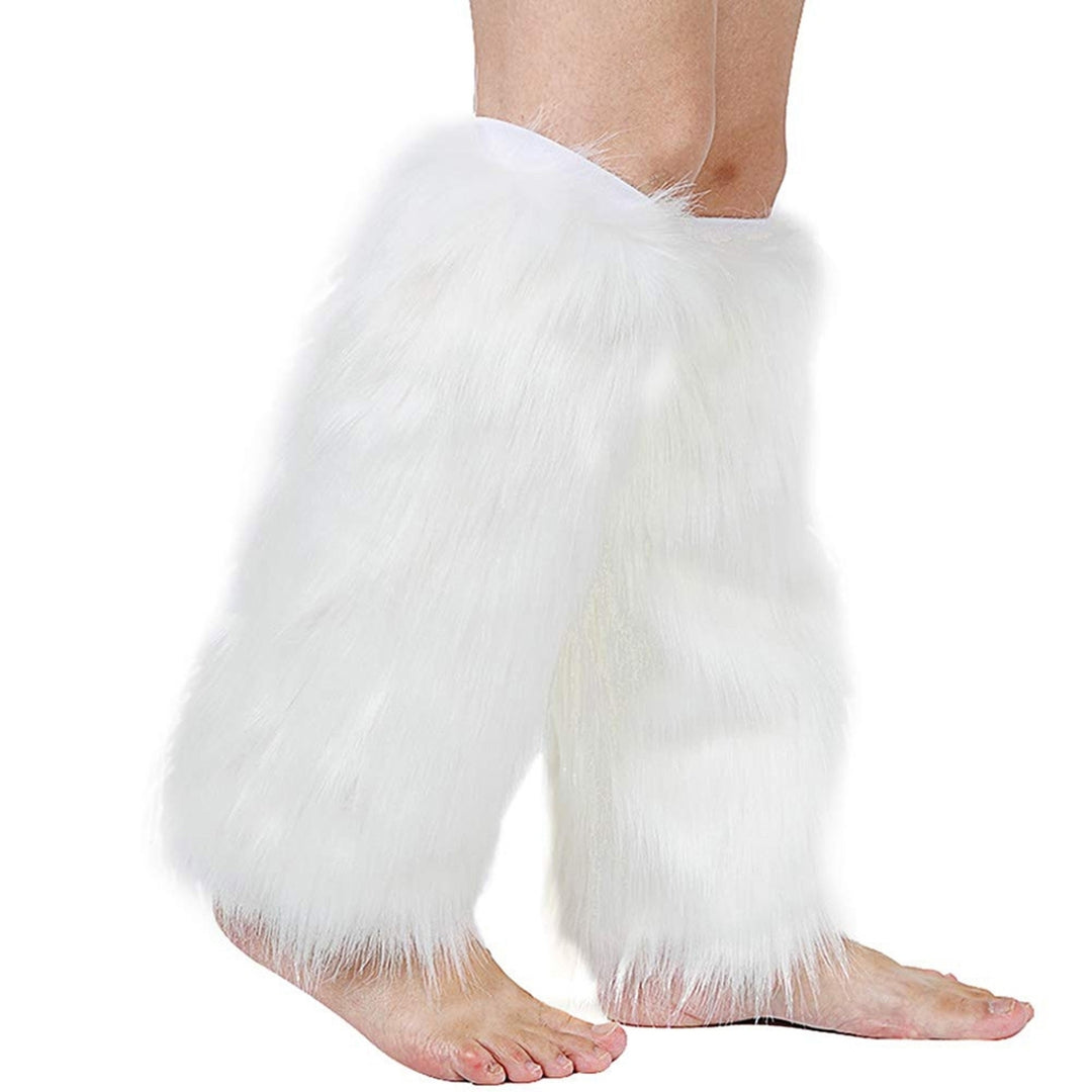 1 Pair Leg Warmers Faux faux Fluffy Knee High Thickened Sexy Keep Warm Solid Color Autumn Winter Women Boot Stockings Image 3