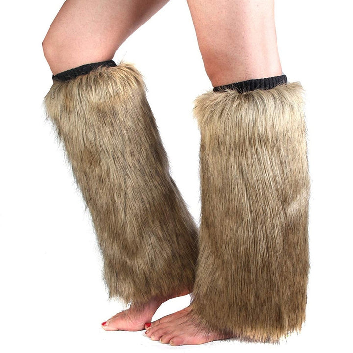 1 Pair Leg Warmers Faux faux Fluffy Knee High Thickened Sexy Keep Warm Solid Color Autumn Winter Women Boot Stockings Image 1