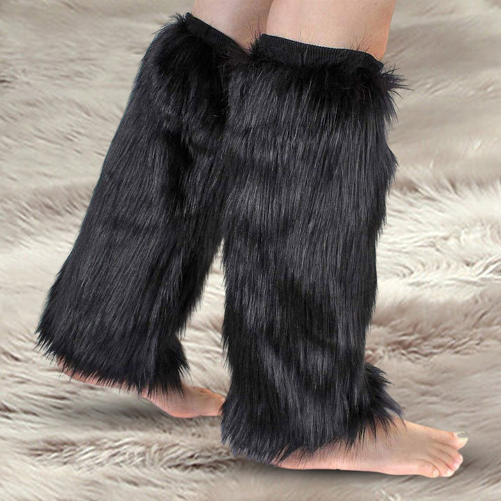 1 Pair Leg Warmers Faux faux Fluffy Knee High Thickened Sexy Keep Warm Solid Color Autumn Winter Women Boot Stockings Image 6