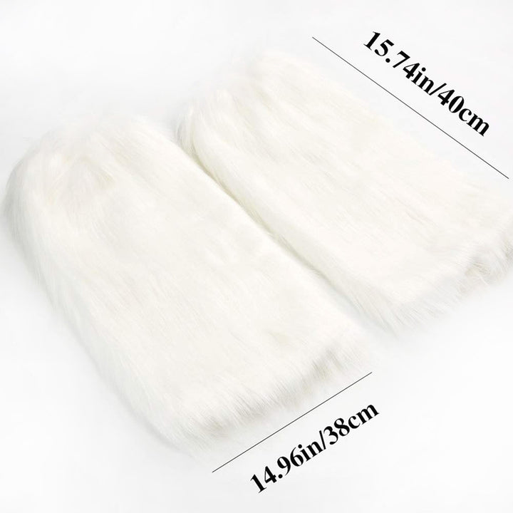 1 Pair Leg Warmers Faux faux Fluffy Knee High Thickened Sexy Keep Warm Solid Color Autumn Winter Women Boot Stockings Image 9