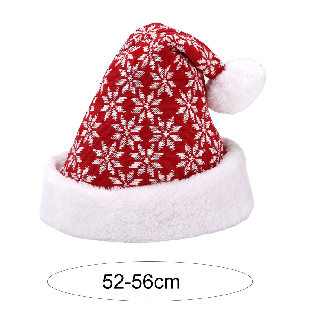 Knitted Christmas Hat Cartoon Pattern Short Plush Pointed with Cute Pompon Santa Cap for Outdoor Image 8