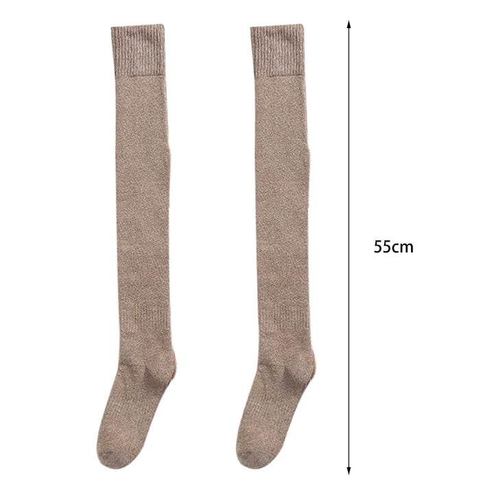 Thigh High Stocking Thickened Plush Solid Color Stretchy Super Soft Keep Warm Windproof Autumn Winter Women Over Knee Image 11
