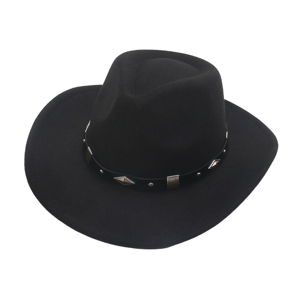 Bowler Hat with Belt Buckle Western Style Love Top Broadside Wide Brim Head Protection Cowboy Dress Up Hats for Party Image 2