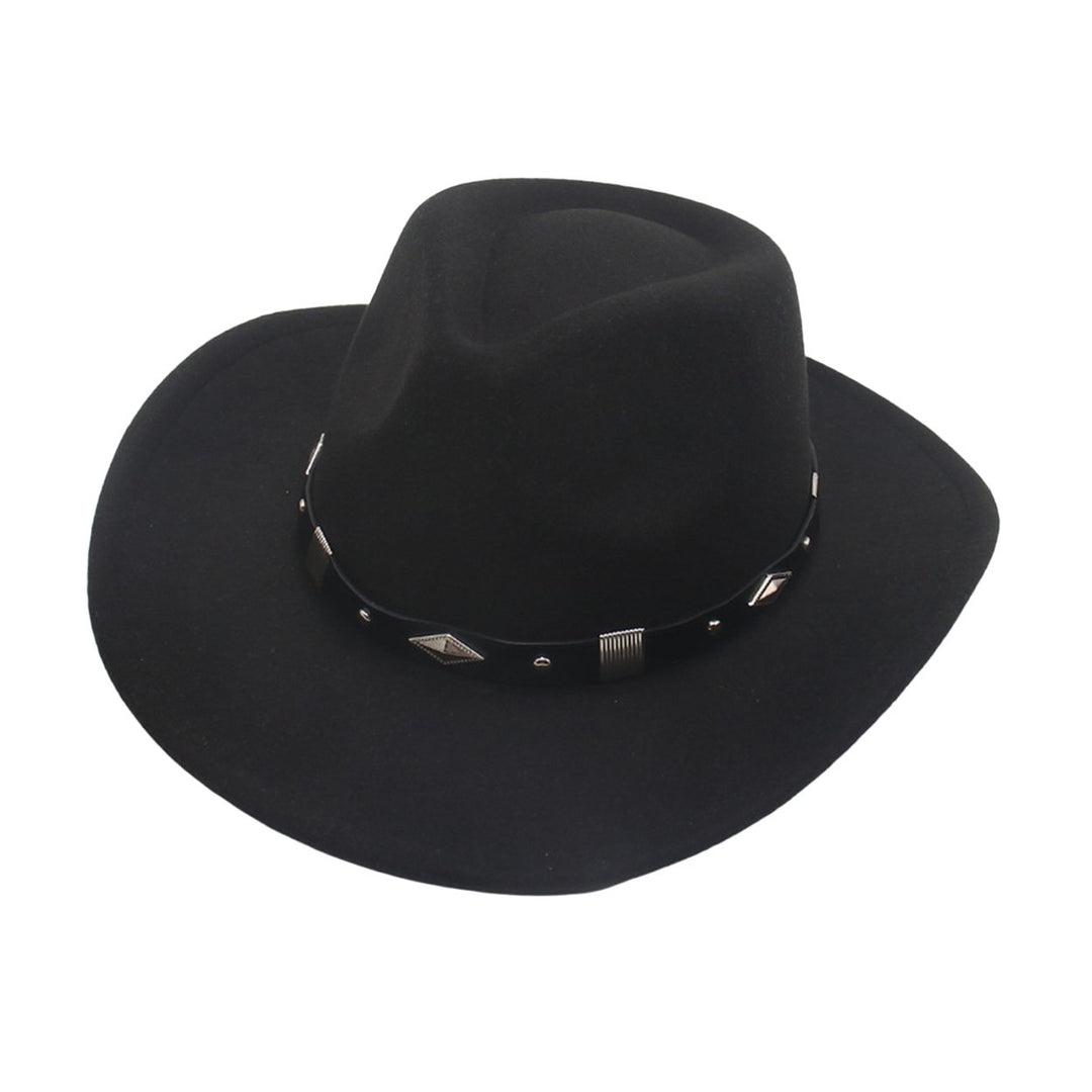 Bowler Hat with Belt Buckle Western Style Love Top Broadside Wide Brim Head Protection Cowboy Dress Up Hats for Party Image 1