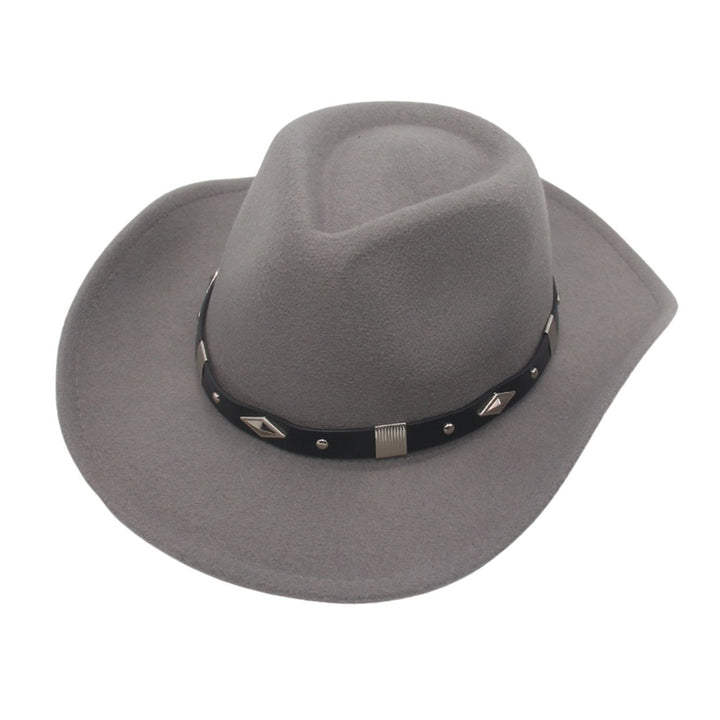 Bowler Hat with Belt Buckle Western Style Love Top Broadside Wide Brim Head Protection Cowboy Dress Up Hats for Party Image 3