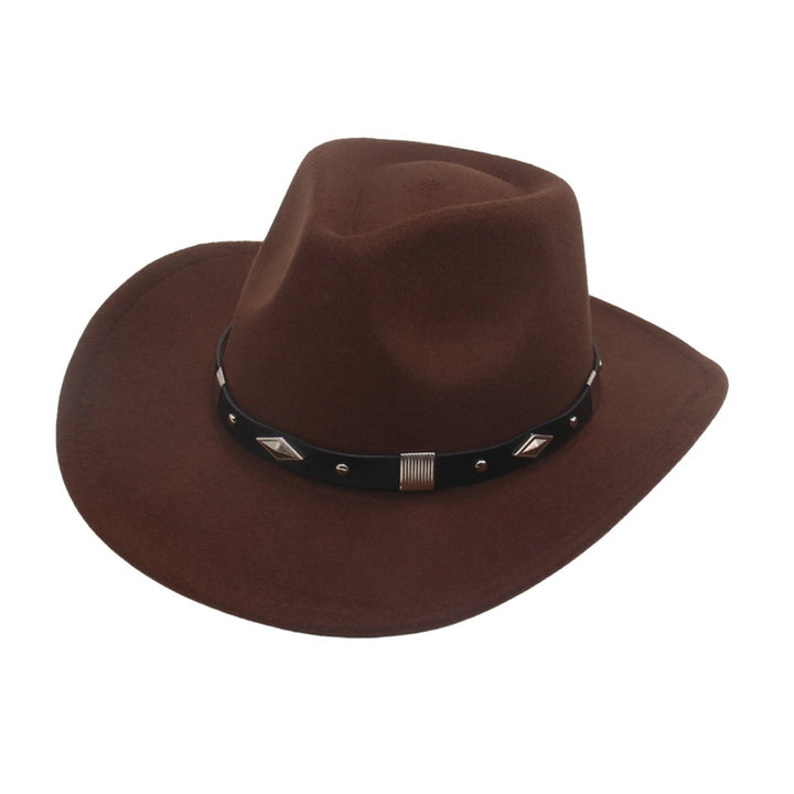 Bowler Hat with Belt Buckle Western Style Love Top Broadside Wide Brim Head Protection Cowboy Dress Up Hats for Party Image 4