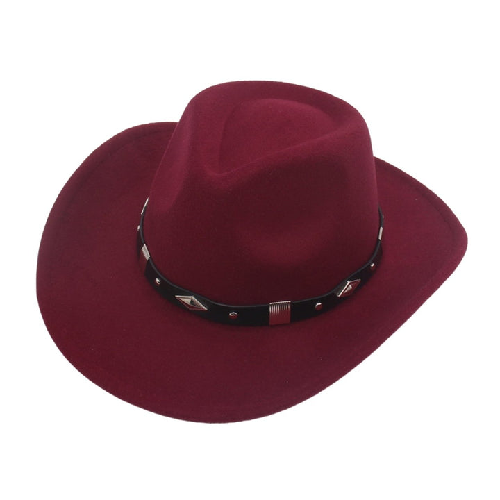 Bowler Hat with Belt Buckle Western Style Love Top Broadside Wide Brim Head Protection Cowboy Dress Up Hats for Party Image 6