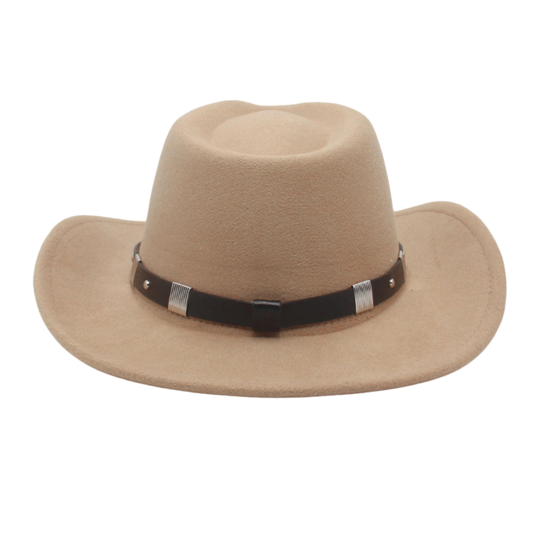 Bowler Hat with Belt Buckle Western Style Love Top Broadside Wide Brim Head Protection Cowboy Dress Up Hats for Party Image 10