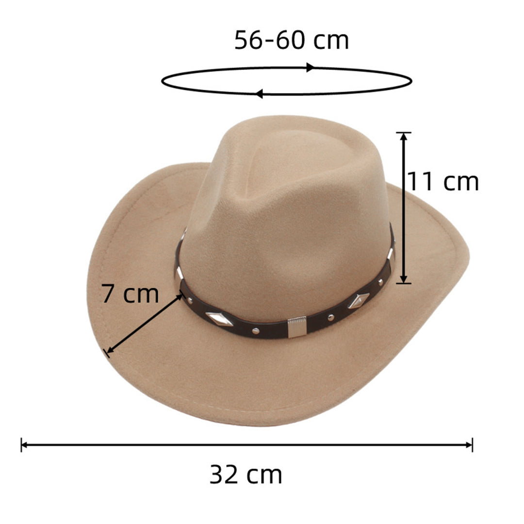 Bowler Hat with Belt Buckle Western Style Love Top Broadside Wide Brim Head Protection Cowboy Dress Up Hats for Party Image 11