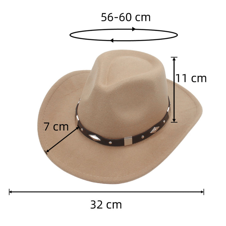 Bowler Hat with Belt Buckle Western Style Love Top Broadside Wide Brim Head Protection Cowboy Dress Up Hats for Party Image 11