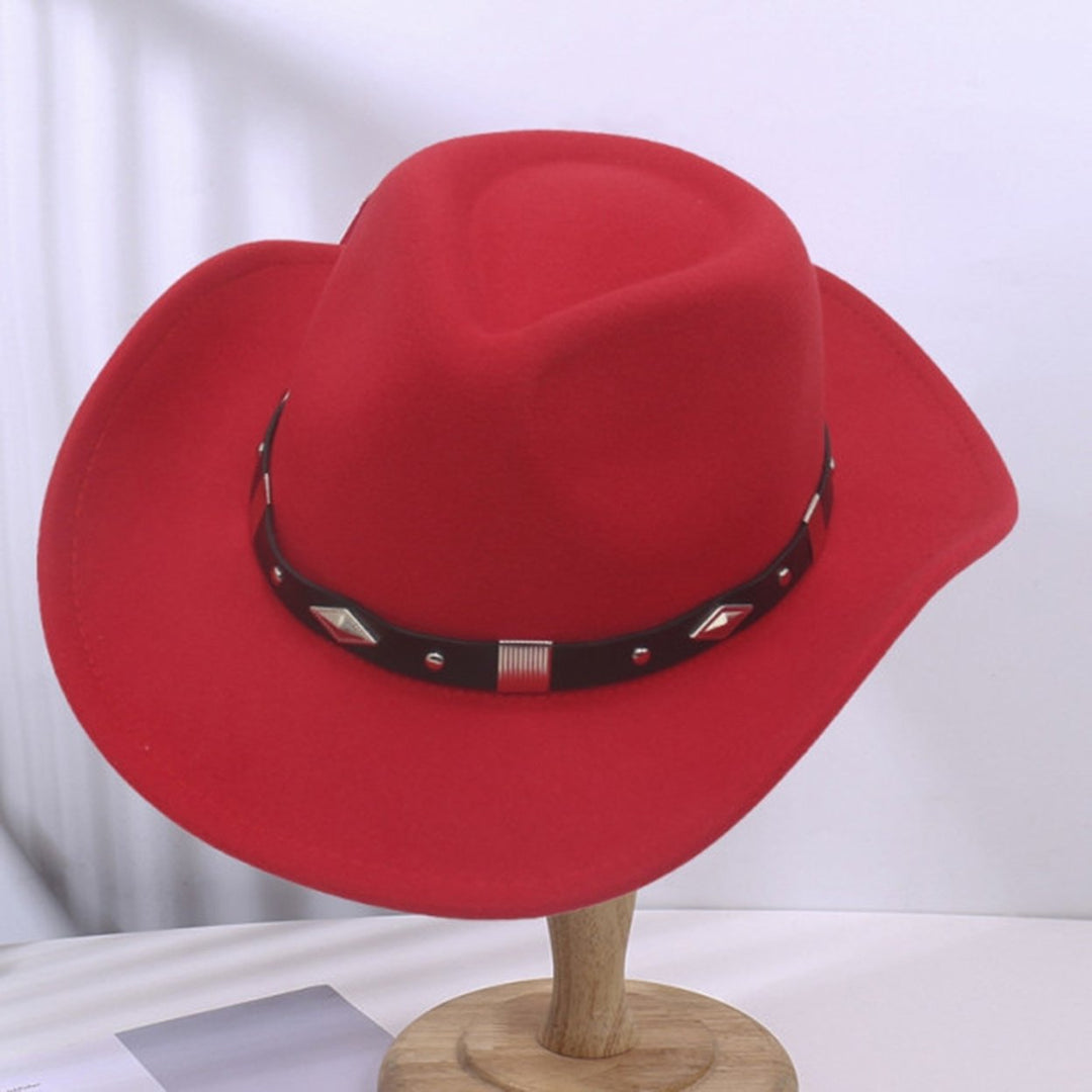 Bowler Hat with Belt Buckle Western Style Love Top Broadside Wide Brim Head Protection Cowboy Dress Up Hats for Party Image 12