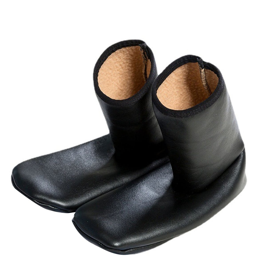 1 Pair Floor Socks Plush Lining Waterproof Thickened Non-slip Thermal Keep Warm Faux Leather Men Women Carpet Boot Image 4