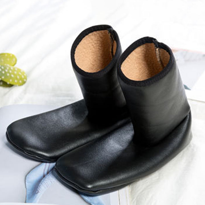 1 Pair Floor Socks Plush Lining Waterproof Thickened Non-slip Thermal Keep Warm Faux Leather Men Women Carpet Boot Image 8