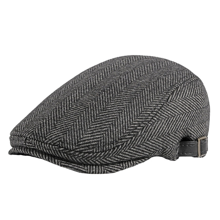 Beret Cap British Style Retro Striped Flat Top Short Brim Decorate Breathable Men Plaid Flat Newsboy Hat for Reunion Image 2