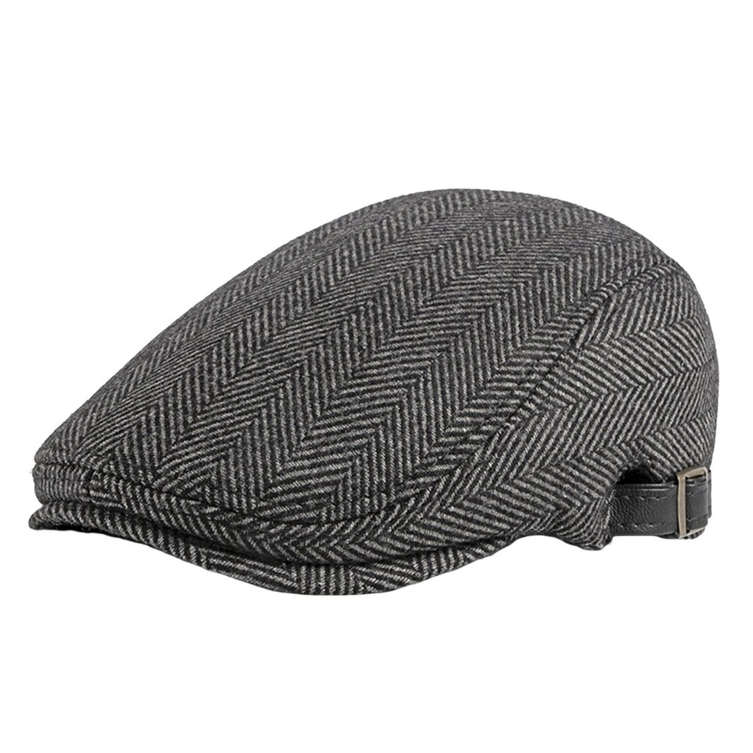 Beret Cap British Style Retro Striped Flat Top Short Brim Decorate Breathable Men Plaid Flat Newsboy Hat for Reunion Image 1