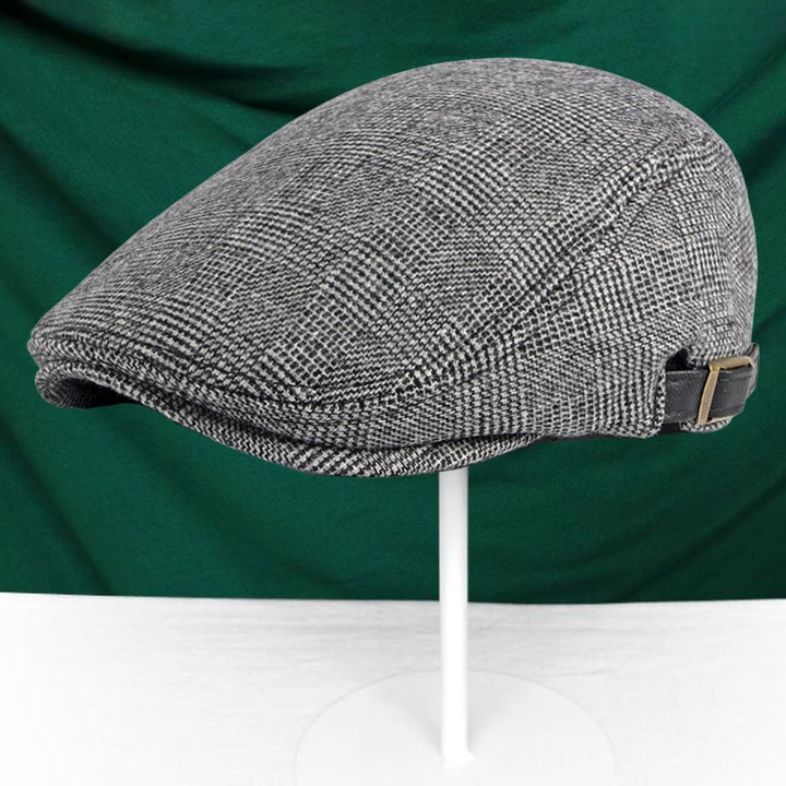 Beret Cap British Style Retro Striped Flat Top Short Brim Decorate Breathable Men Plaid Flat Newsboy Hat for Reunion Image 9