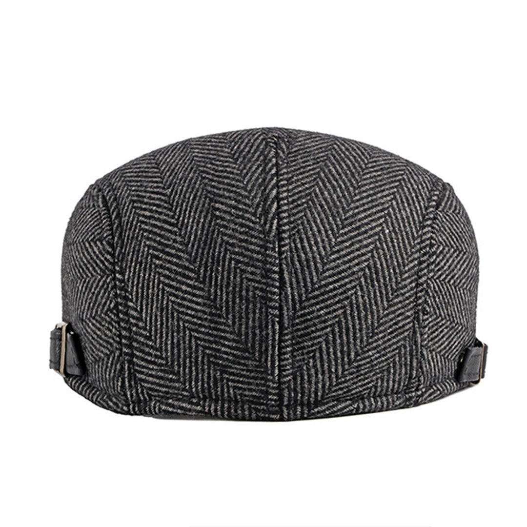 Beret Cap British Style Retro Striped Flat Top Short Brim Decorate Breathable Men Plaid Flat Newsboy Hat for Reunion Image 12