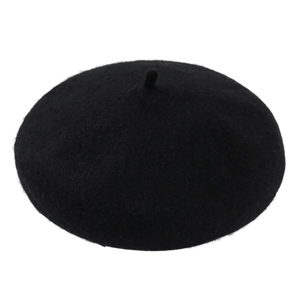 Girls Beret No Brim Solid Color Casual Comfortable Breathable Keep Warm Thick Wool Autumn Winter Women Painter Hat Image 2