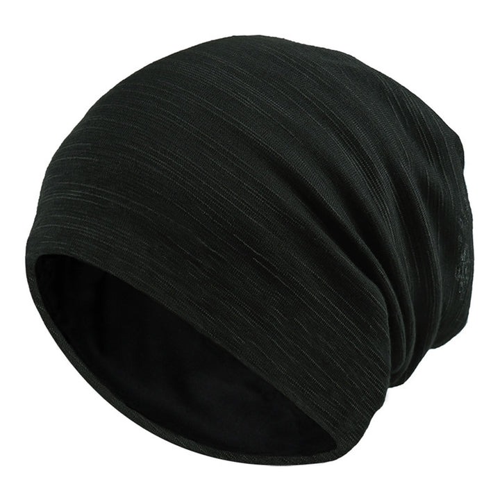 Knitted Hat Striped Baggy Slouchy Thin Breathable Windproof Solid Color Spring Autumn Women Men Beanie Skull Cap for Image 2