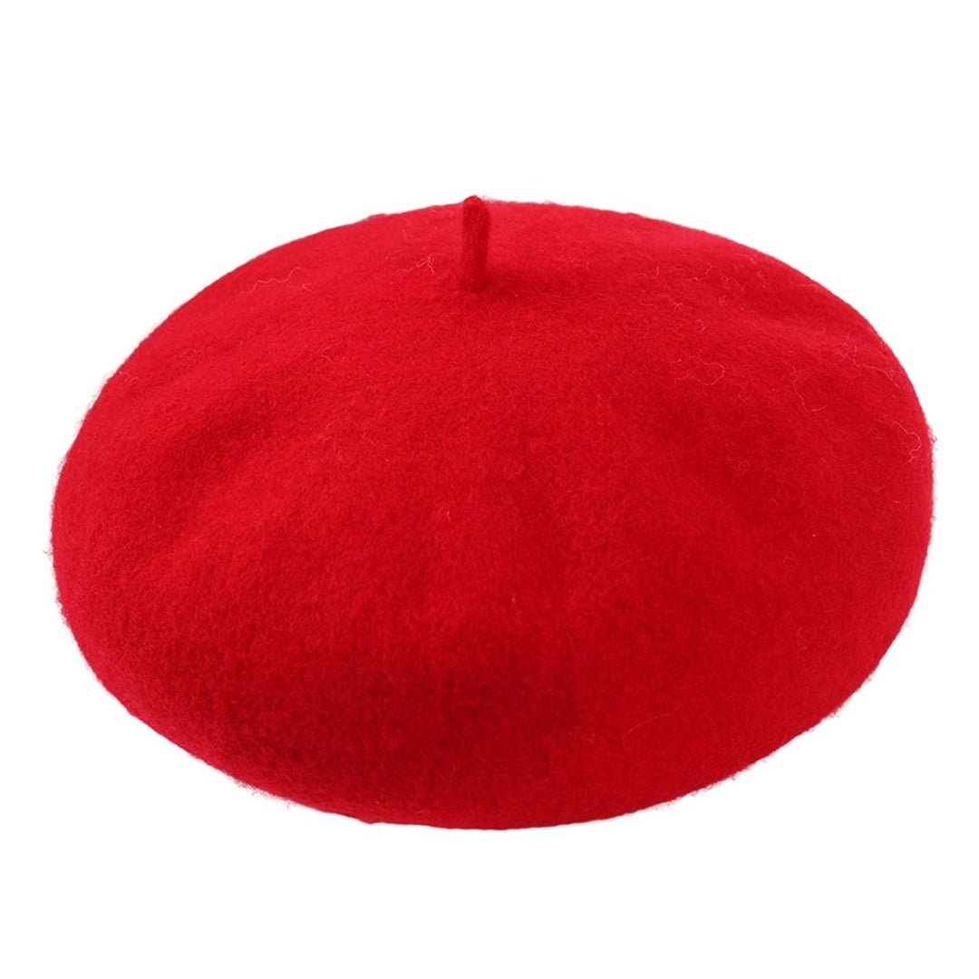 Girls Beret No Brim Solid Color Casual Comfortable Breathable Keep Warm Thick Wool Autumn Winter Women Painter Hat Image 3