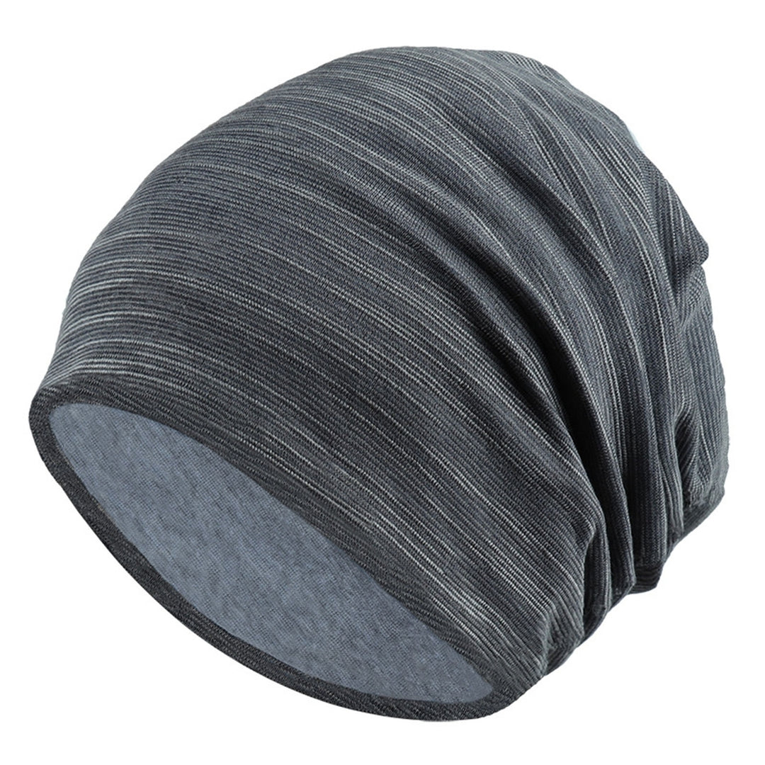 Knitted Hat Striped Baggy Slouchy Thin Breathable Windproof Solid Color Spring Autumn Women Men Beanie Skull Cap for Image 3