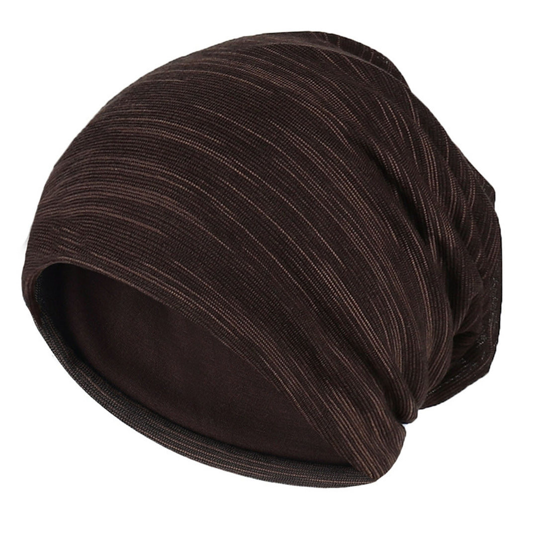 Knitted Hat Striped Baggy Slouchy Thin Breathable Windproof Solid Color Spring Autumn Women Men Beanie Skull Cap for Image 4