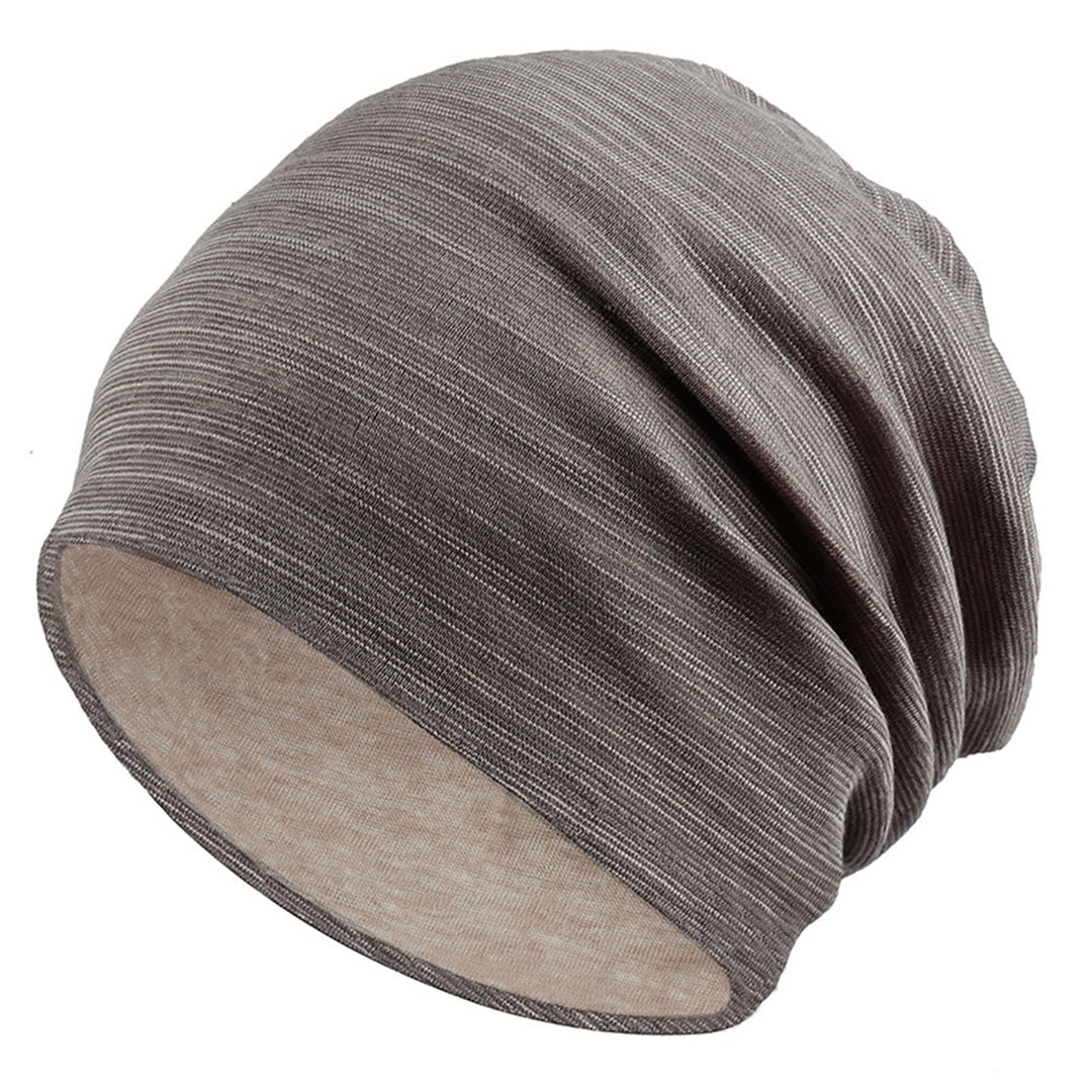 Knitted Hat Striped Baggy Slouchy Thin Breathable Windproof Solid Color Spring Autumn Women Men Beanie Skull Cap for Image 4