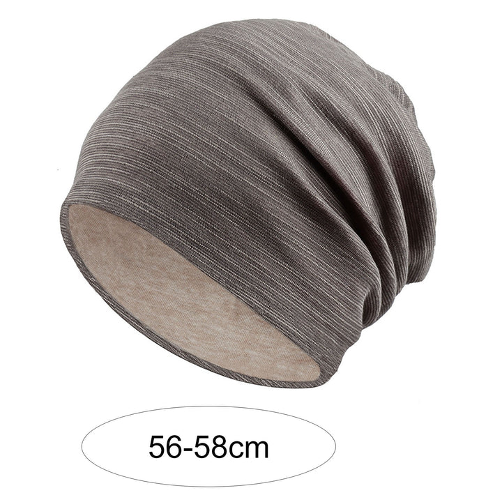 Knitted Hat Striped Baggy Slouchy Thin Breathable Windproof Solid Color Spring Autumn Women Men Beanie Skull Cap for Image 9