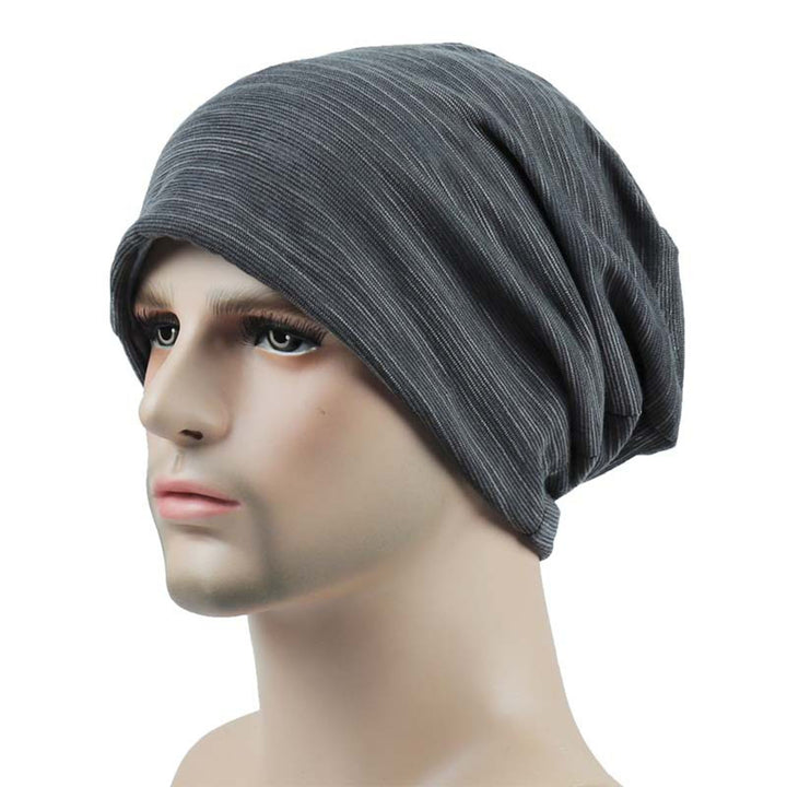 Knitted Hat Striped Baggy Slouchy Thin Breathable Windproof Solid Color Spring Autumn Women Men Beanie Skull Cap for Image 11
