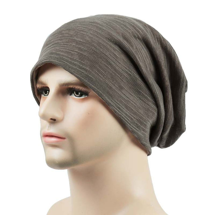 Knitted Hat Striped Baggy Slouchy Thin Breathable Windproof Solid Color Spring Autumn Women Men Beanie Skull Cap for Image 12