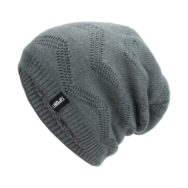 Men Hat Fleece Lining Slouchy Good Stretchy Comfortable Touch No Brim Keep Warm Thickening Soft Warm Slouch Beanie Cap Image 1