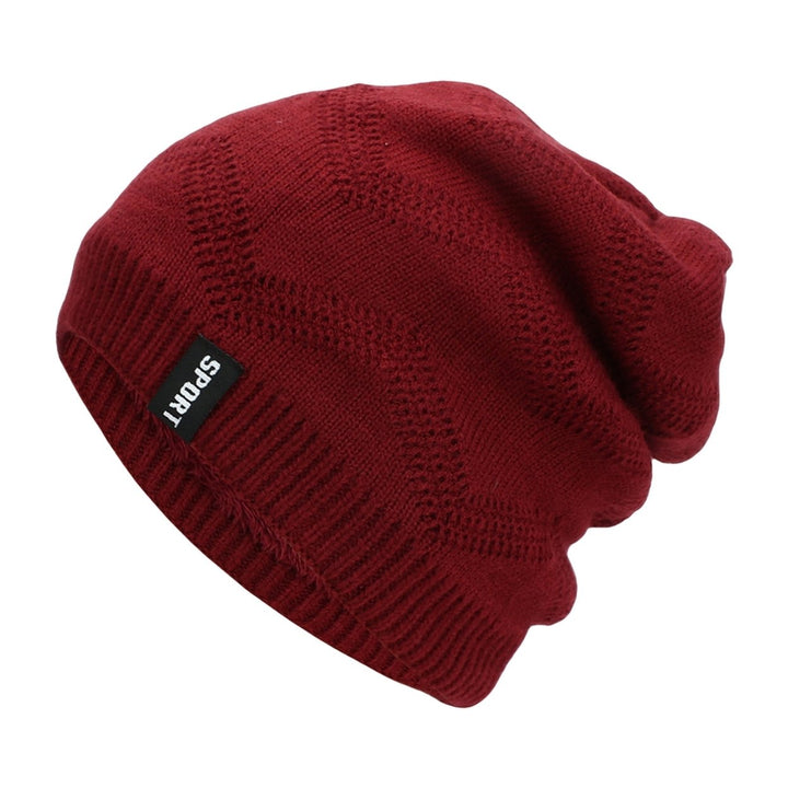 Men Hat Fleece Lining Slouchy Good Stretchy Comfortable Touch No Brim Keep Warm Thickening Soft Warm Slouch Beanie Cap Image 1