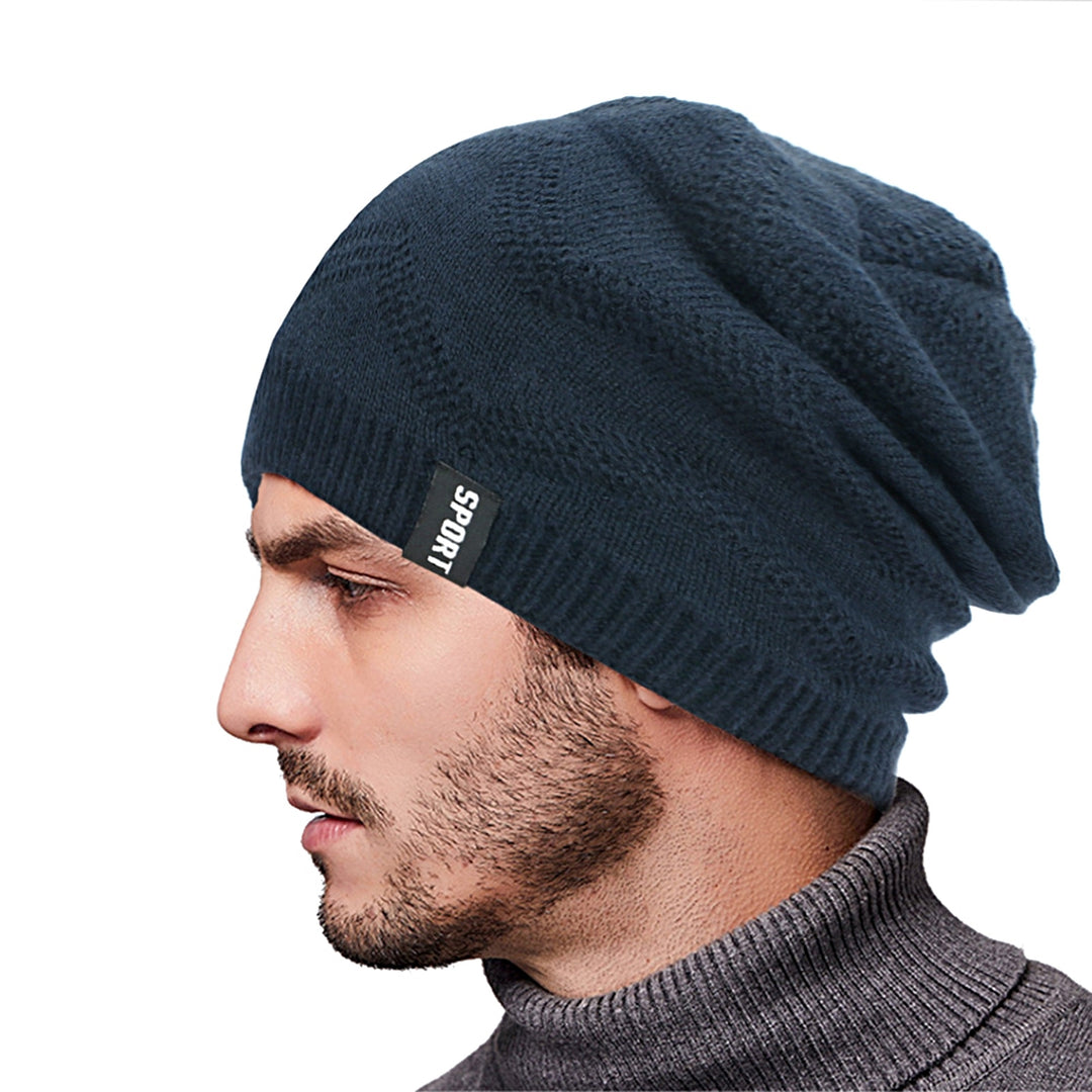 Men Hat Fleece Lining Slouchy Good Stretchy Comfortable Touch No Brim Keep Warm Thickening Soft Warm Slouch Beanie Cap Image 8