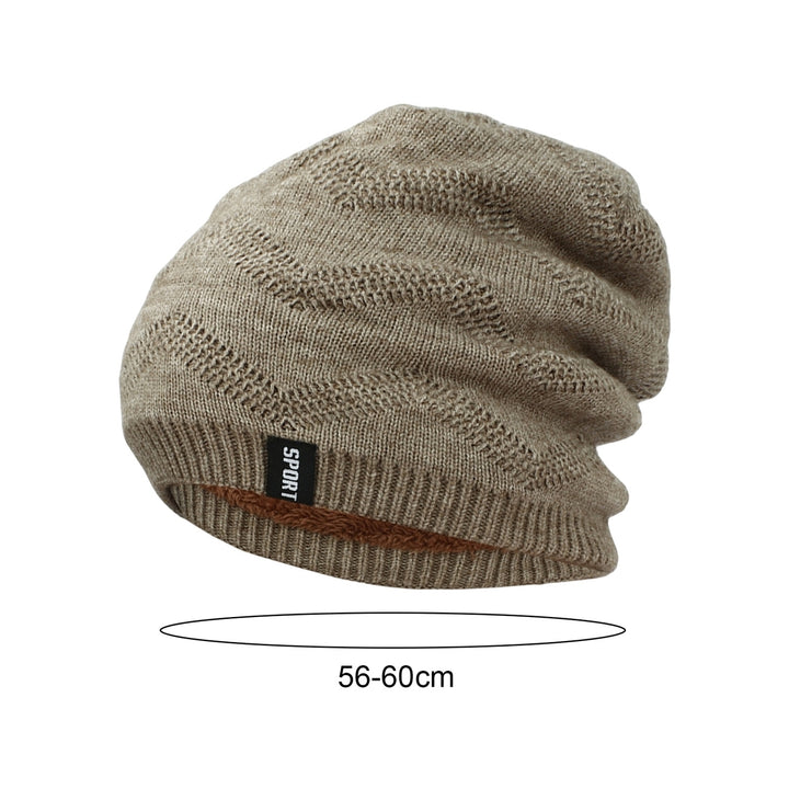 Men Hat Fleece Lining Slouchy Good Stretchy Comfortable Touch No Brim Keep Warm Thickening Soft Warm Slouch Beanie Cap Image 12