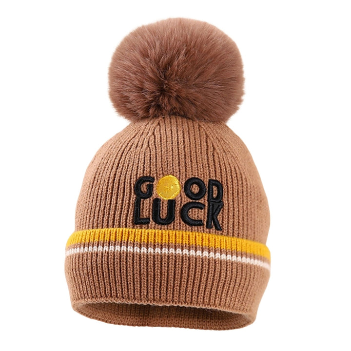 Baby Autumn Hat Thicken Good Heat Retention Knitted No Constraint Soft Keep Warm Elastic Plush Ball Baby Winter Bonnet Image 4