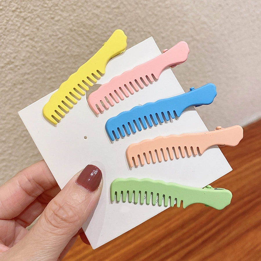 Bangs Clip Creative Design Comb Shape Solid Color Non-slip Smooth Edge Fix Hair Portable Cartoon Sweet Style Side Clip Image 1